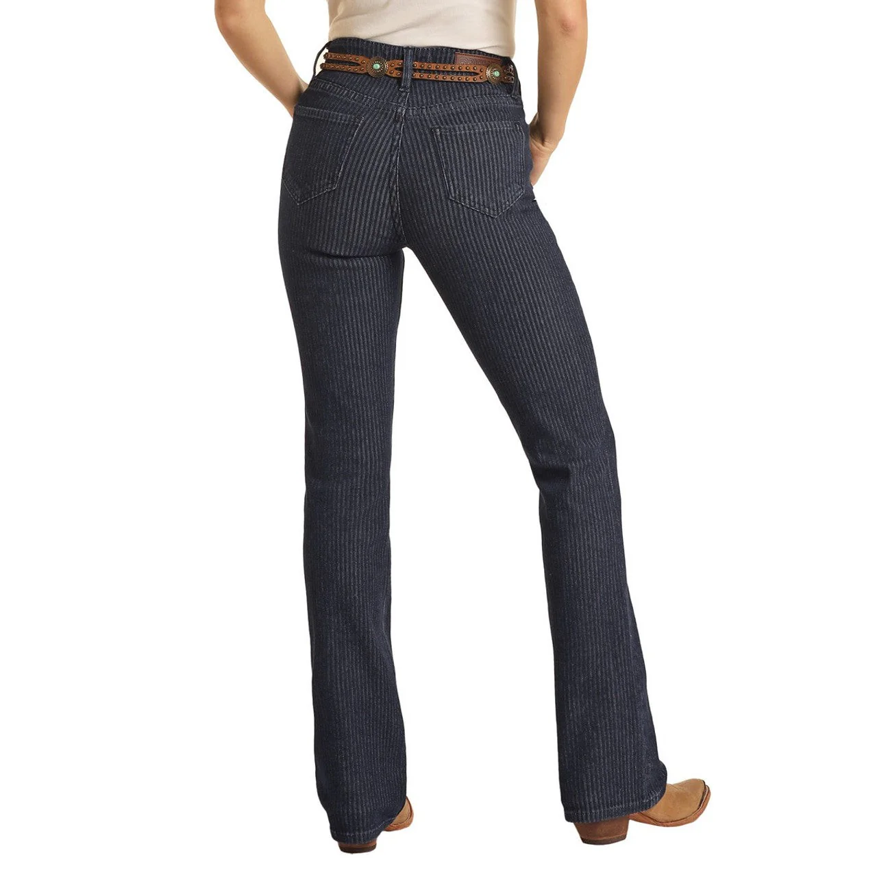 Rock & Roll Women's High Rise Regular Fit Bootcut Jeans - Dark Wash - Image 2