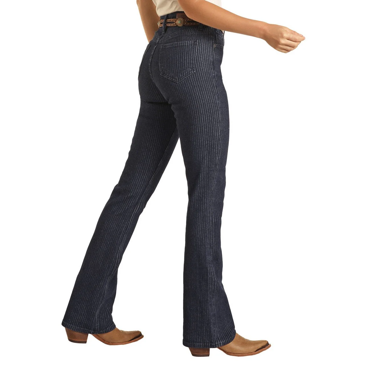 Rock & Roll Women's High Rise Regular Fit Bootcut Jeans - Dark Wash - Image 3