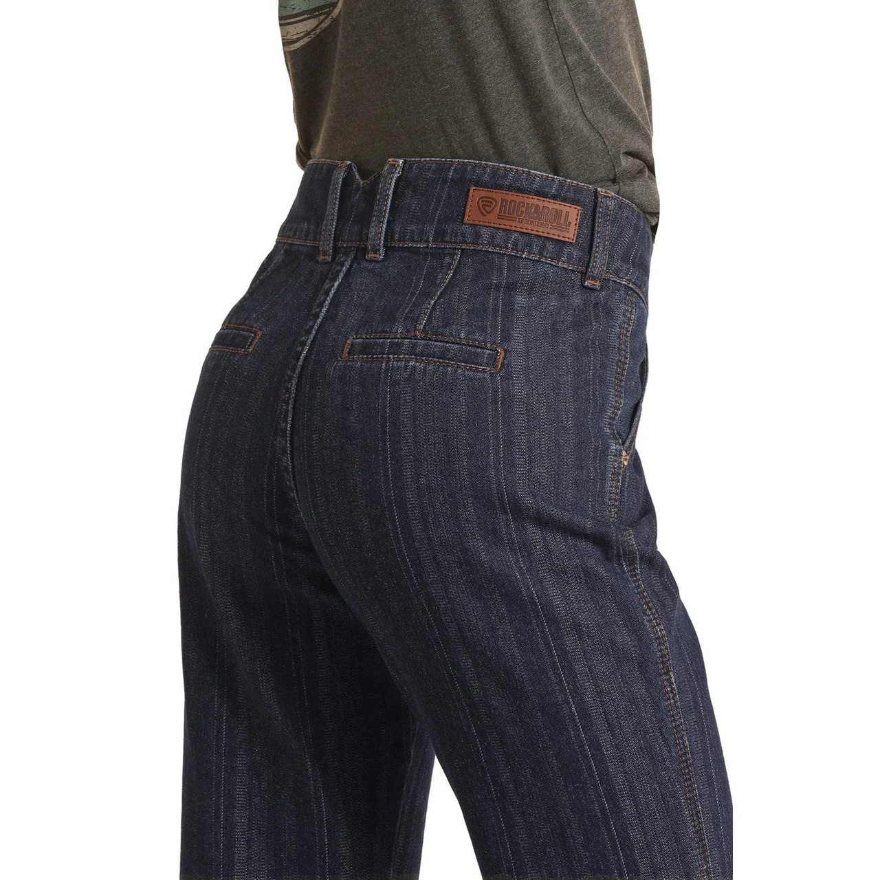 Rock & Roll Women's High Rise Trouser Jeans - Dark Wash - Image 3