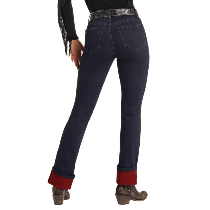 Rock & Roll Women's High Rise Two-Tone Bootcut Jeans - Dark Wash - Image 2