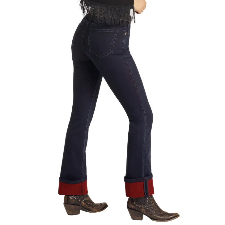 Rock & Roll Women's High Rise Two-Tone Bootcut Jeans - Dark Wash - Image 3