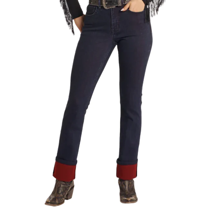 Rock & Roll Women's High Rise Two-Tone Bootcut Jeans - Dark Wash - Image 5