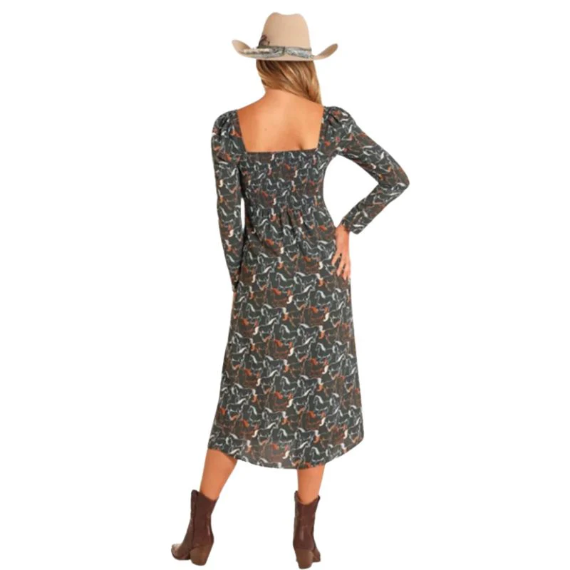 Rock & Roll Women's Horse Print Dress - Black - Image 3
