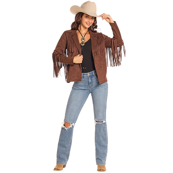 Rock & Roll Women's Long Sleeve Microsuede Jacket with Fringe