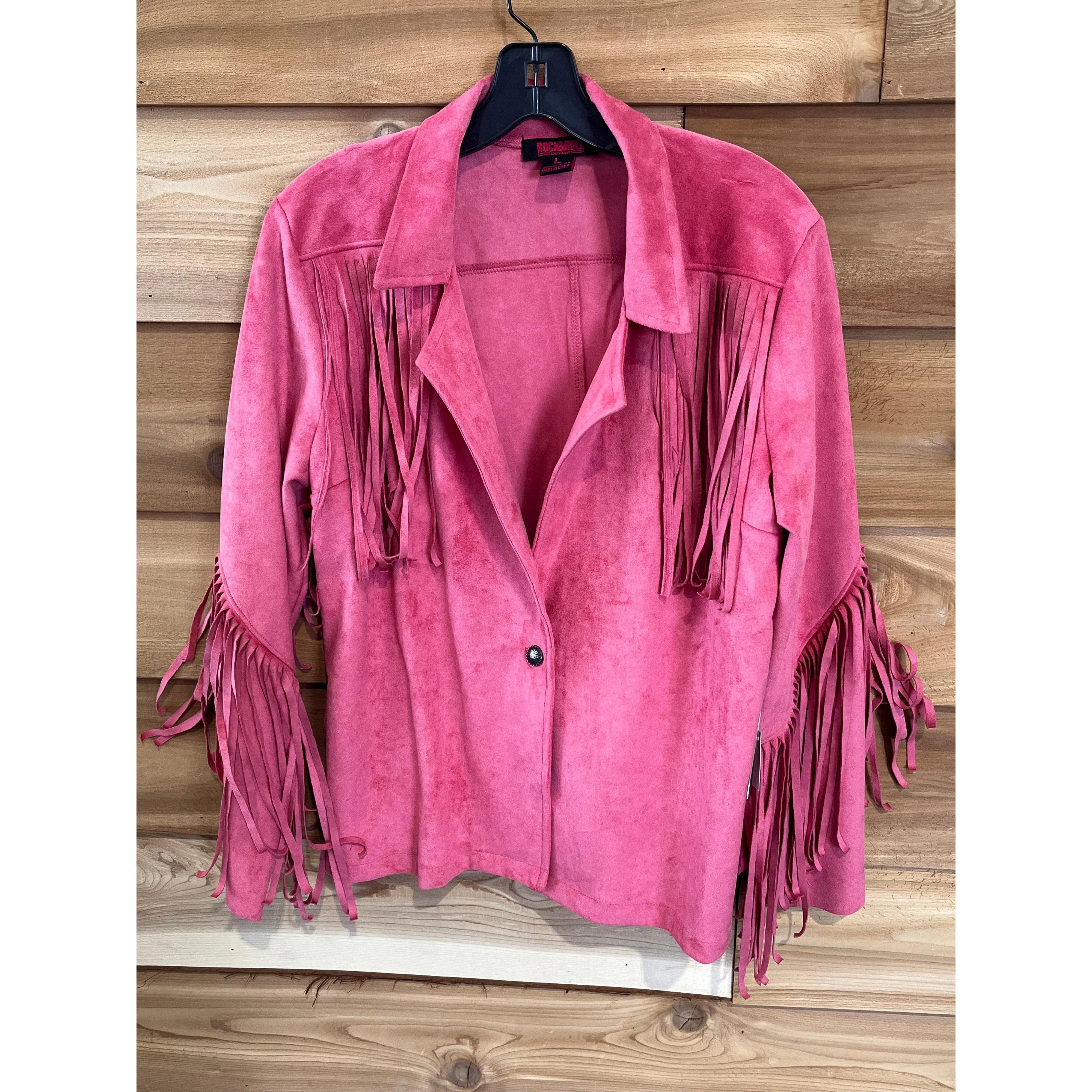 Rock & Roll Women's Long Sleeve Microsuede Jacket with Fringe - Image 2