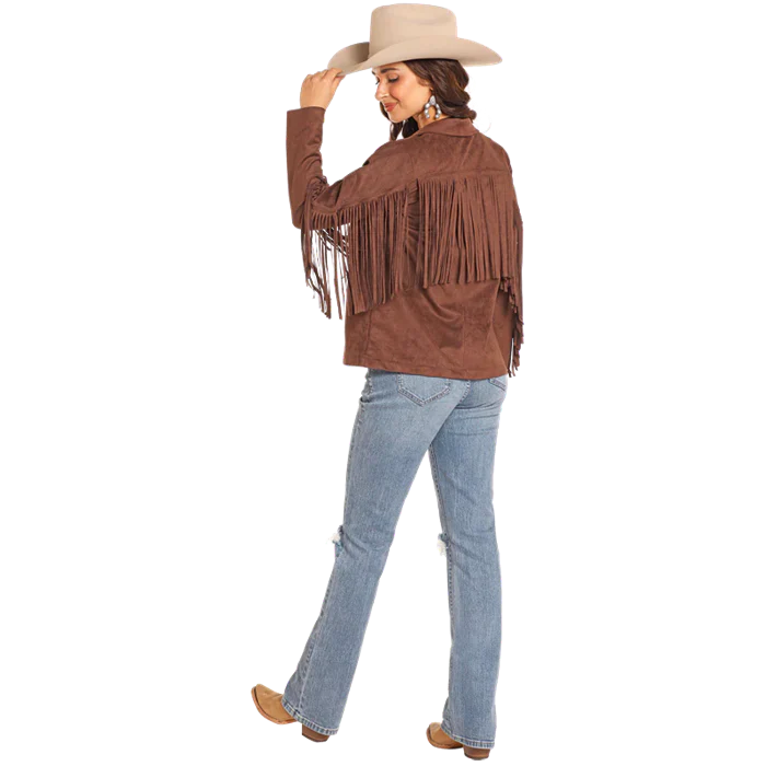 Rock & Roll Women's Long Sleeve Microsuede Jacket with Fringe - Image 3