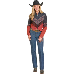 Rock & Roll Women's Long Sleeve Retro Aztec Border Shirt - Multiple Colours