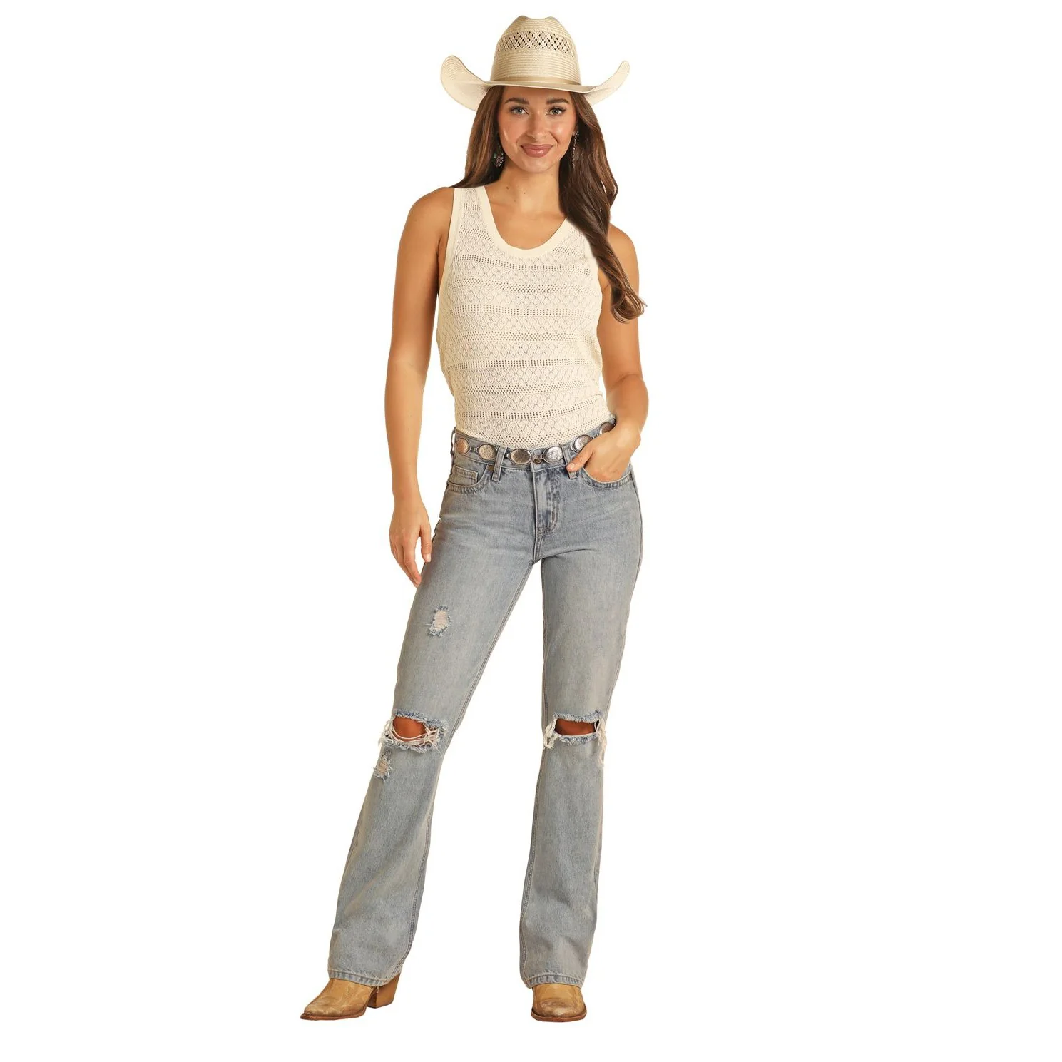 Rock & Roll Women's Mid Rise Bootcut Jeans - Light Wash - Image 3