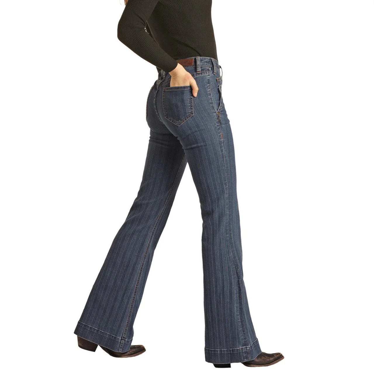 Rock & Roll Women's Mid Rise Extra Stretch Trouser Jeans - Medium Vintage - Image 3