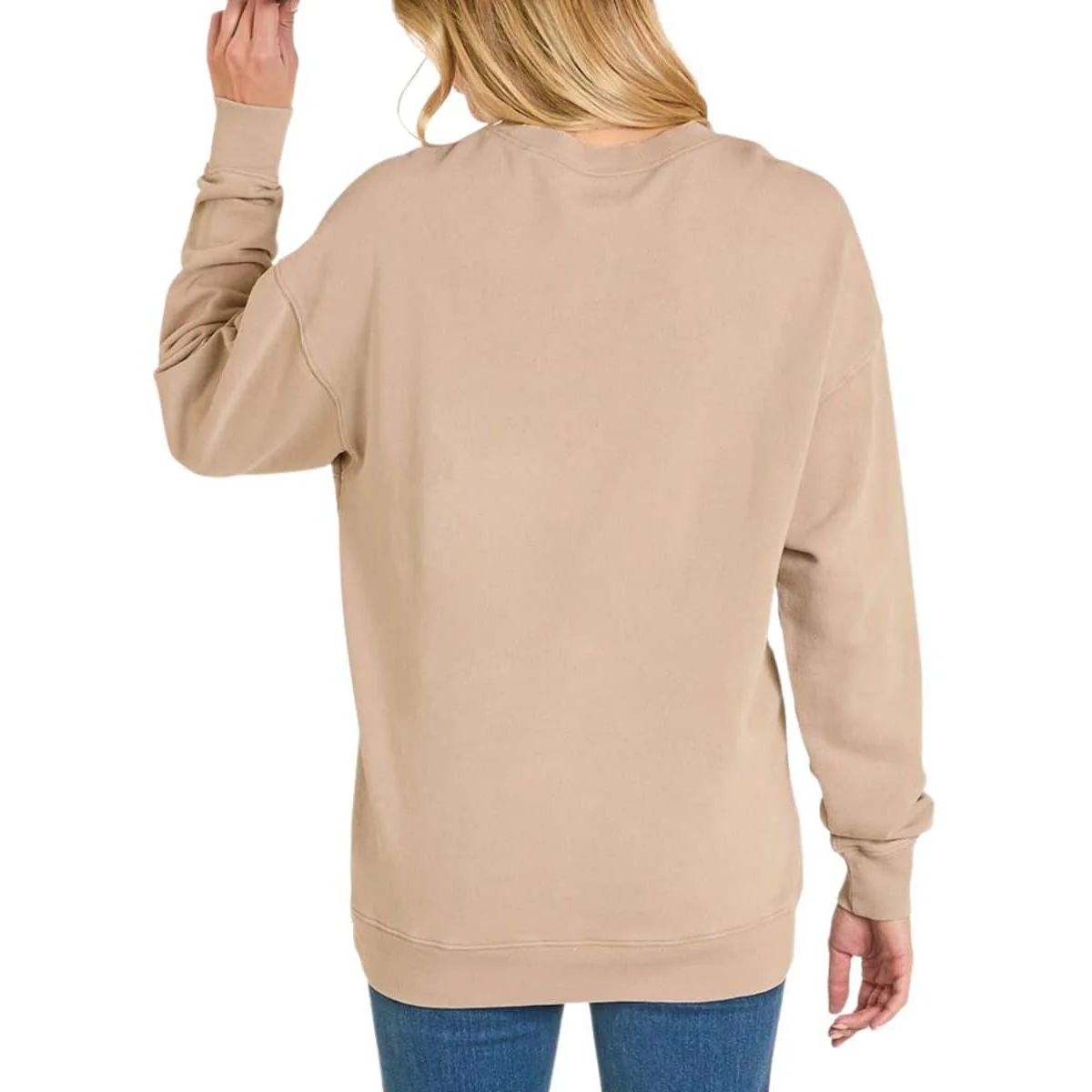 Rock & Roll Women's Oversized Graphic Pullover Sweatshirt - Tan - Image 2