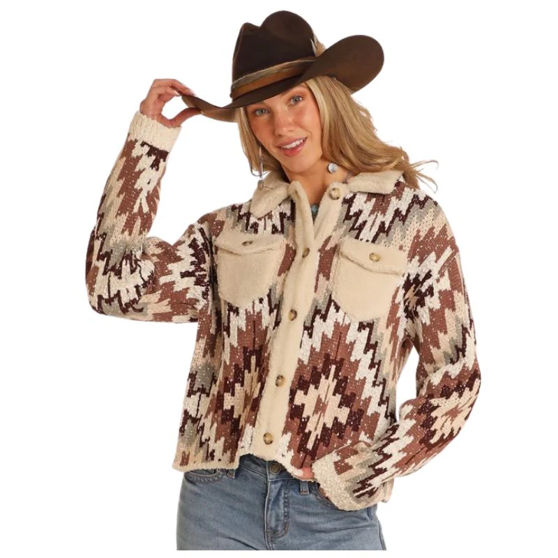 Rock & Roll Women's Aztec Long Sleeve Sweater Cardigan - Multi - Image 3