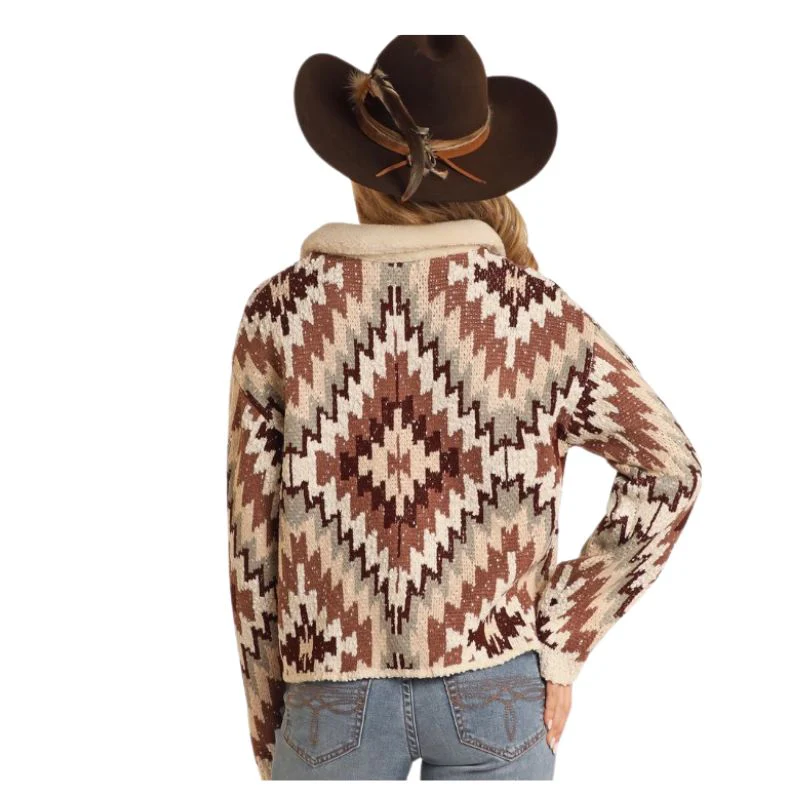 Rock & Roll Women's Aztec Long Sleeve Sweater Cardigan - Multi - Image 4