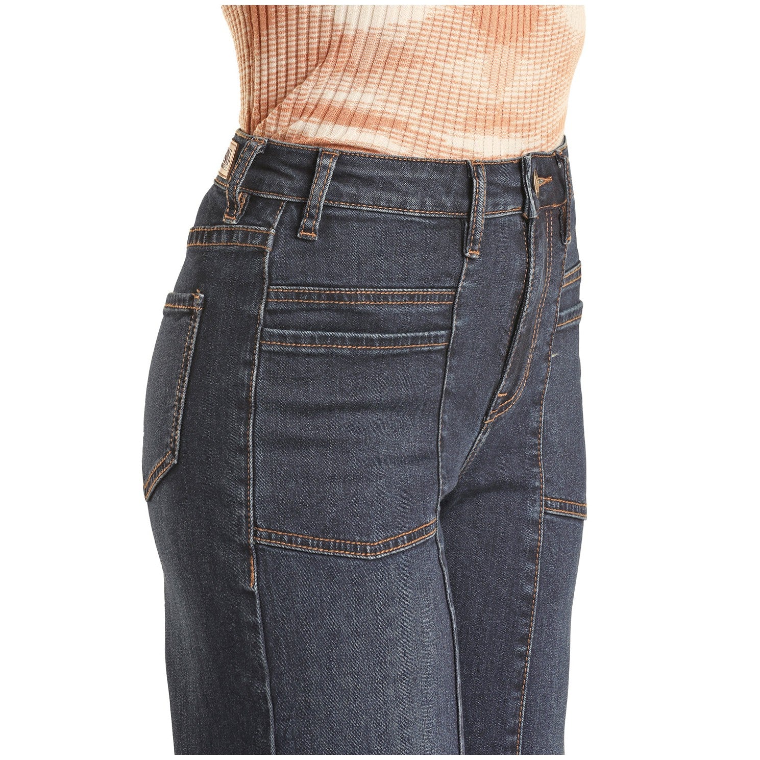 Rock & Roll Women's Patch Pocket Palazzo Jeans - Dark Wash - Image 4