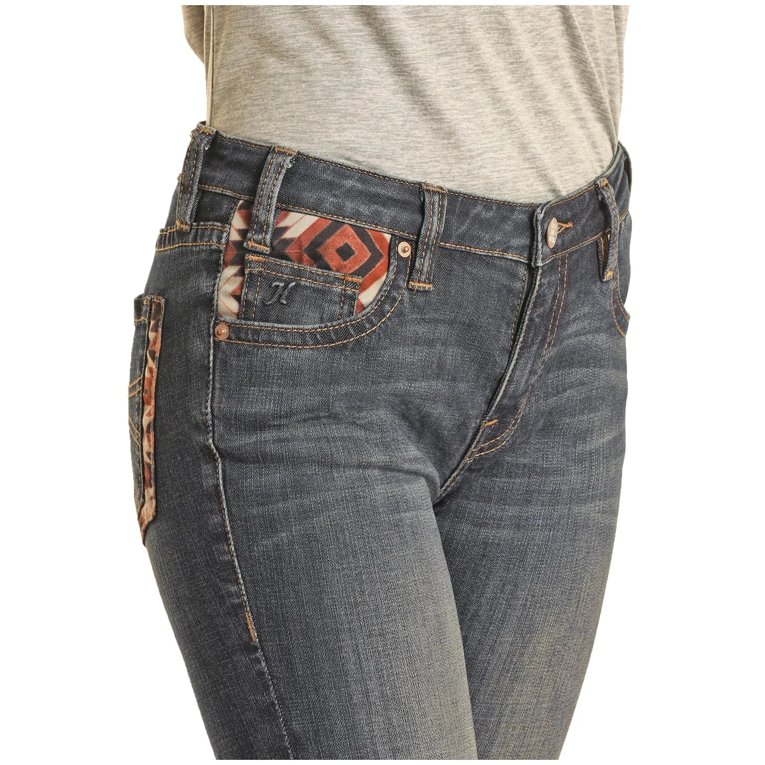 Hooey Women's Patch Print Baby Flare - Mid-Wash - Image 2