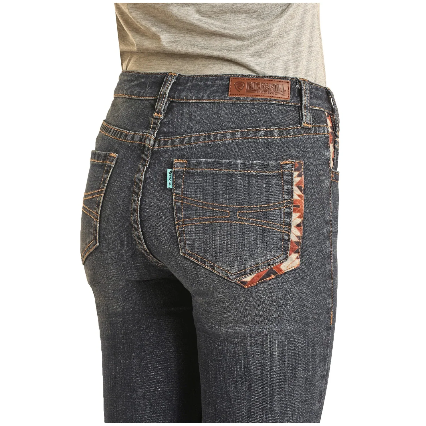 Hooey Women's Patch Print Baby Flare - Mid-Wash - Image 3