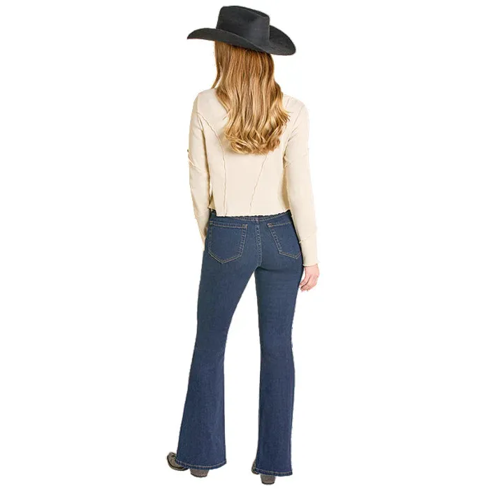 Rock & Roll Women's Pin Tuck Flare High Rise Jeans - Dark Vintage - Image 2