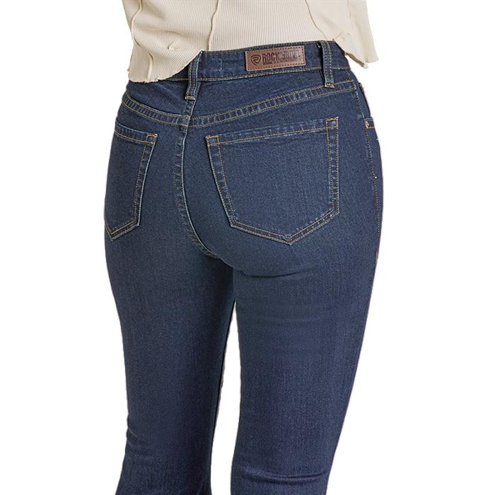 Rock & Roll Women's Pin Tuck Flare High Rise Jeans - Dark Vintage - Image 4