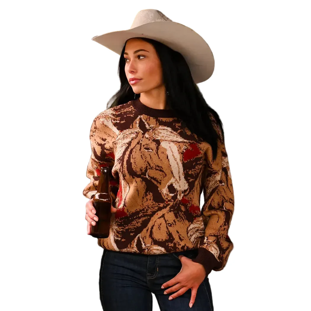 Rock & Roll Women's Relaxed Fit Sweater - Brown