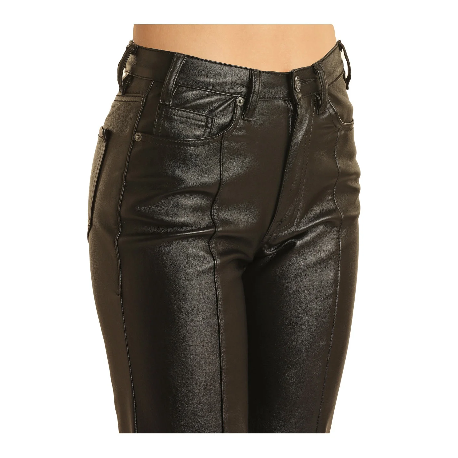 Rock & Roll Women's Relaxed Flare Pleather Pants - Black - Image 3