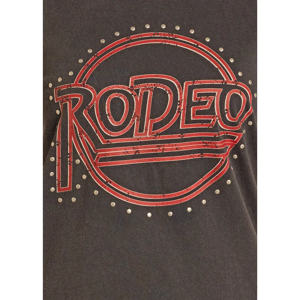 Rock & Roll Women's Short Sleeve Rodeo Stud Graphic Tee - Black - Image 2