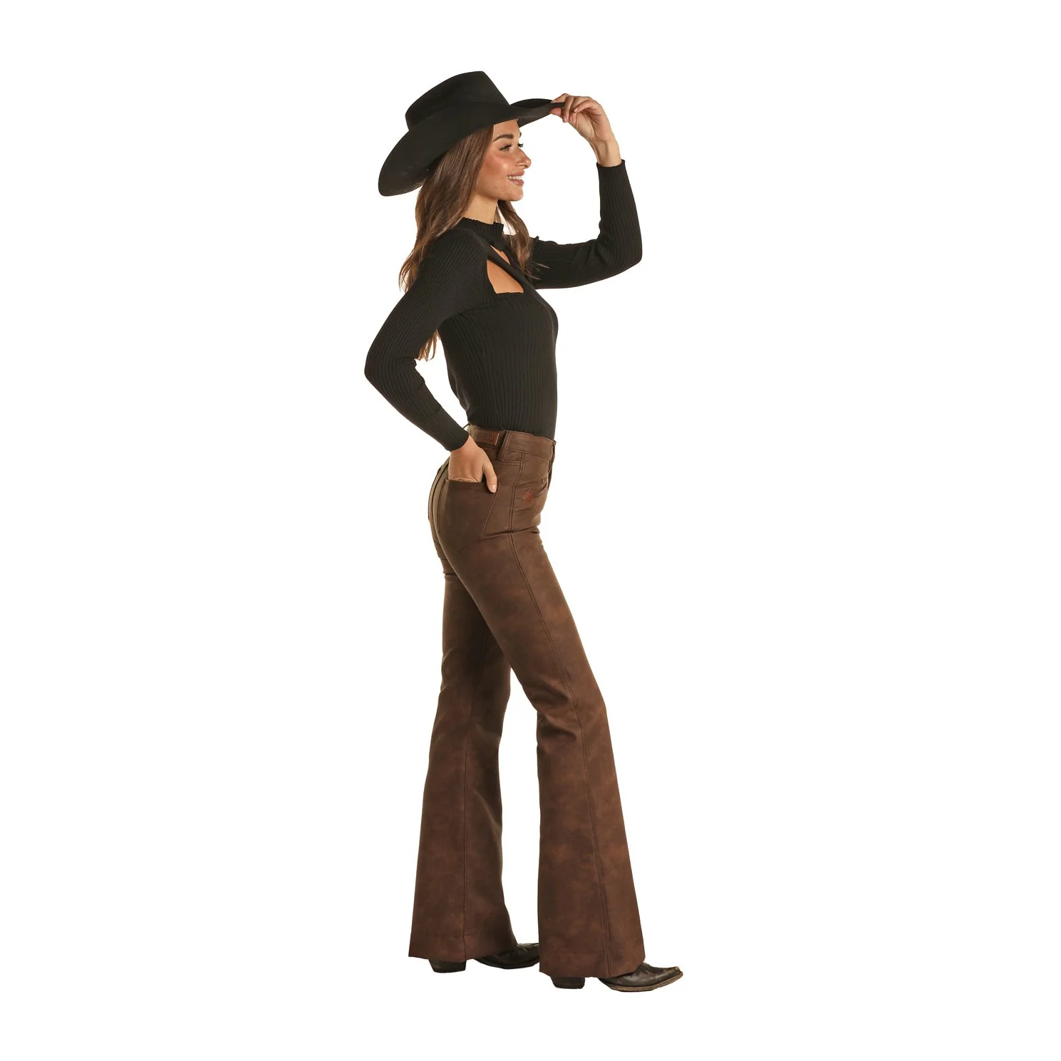 Rock & Roll Women's Smile Pocket Trouser Jeans - Brown - Image 2