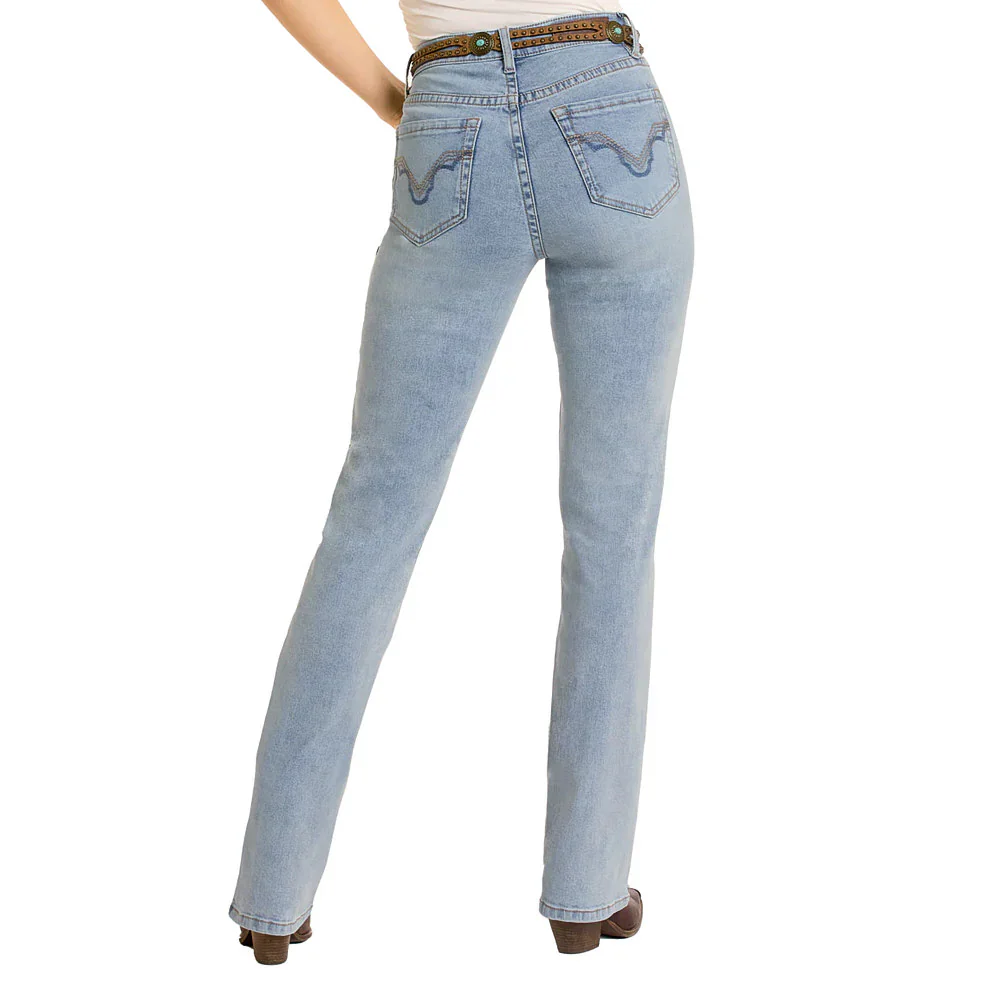 Rock & Roll Women's Two Tone Detail Modest Boot Cut Jean - Image 2
