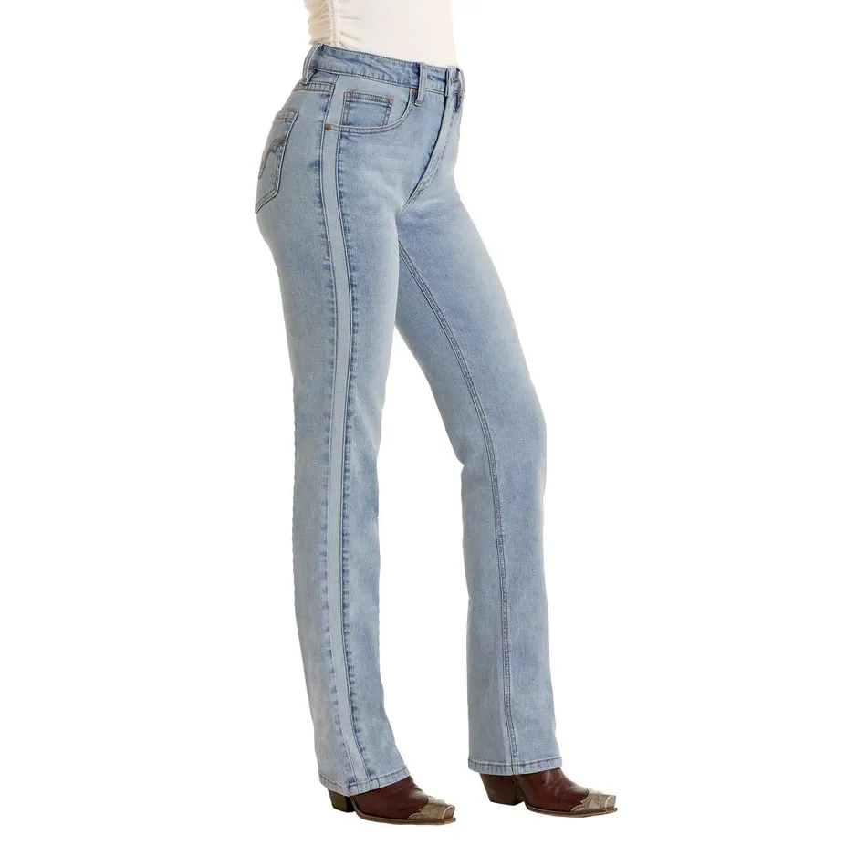 Rock & Roll Women's Two Tone Detail Modest Boot Cut Jean - Image 3