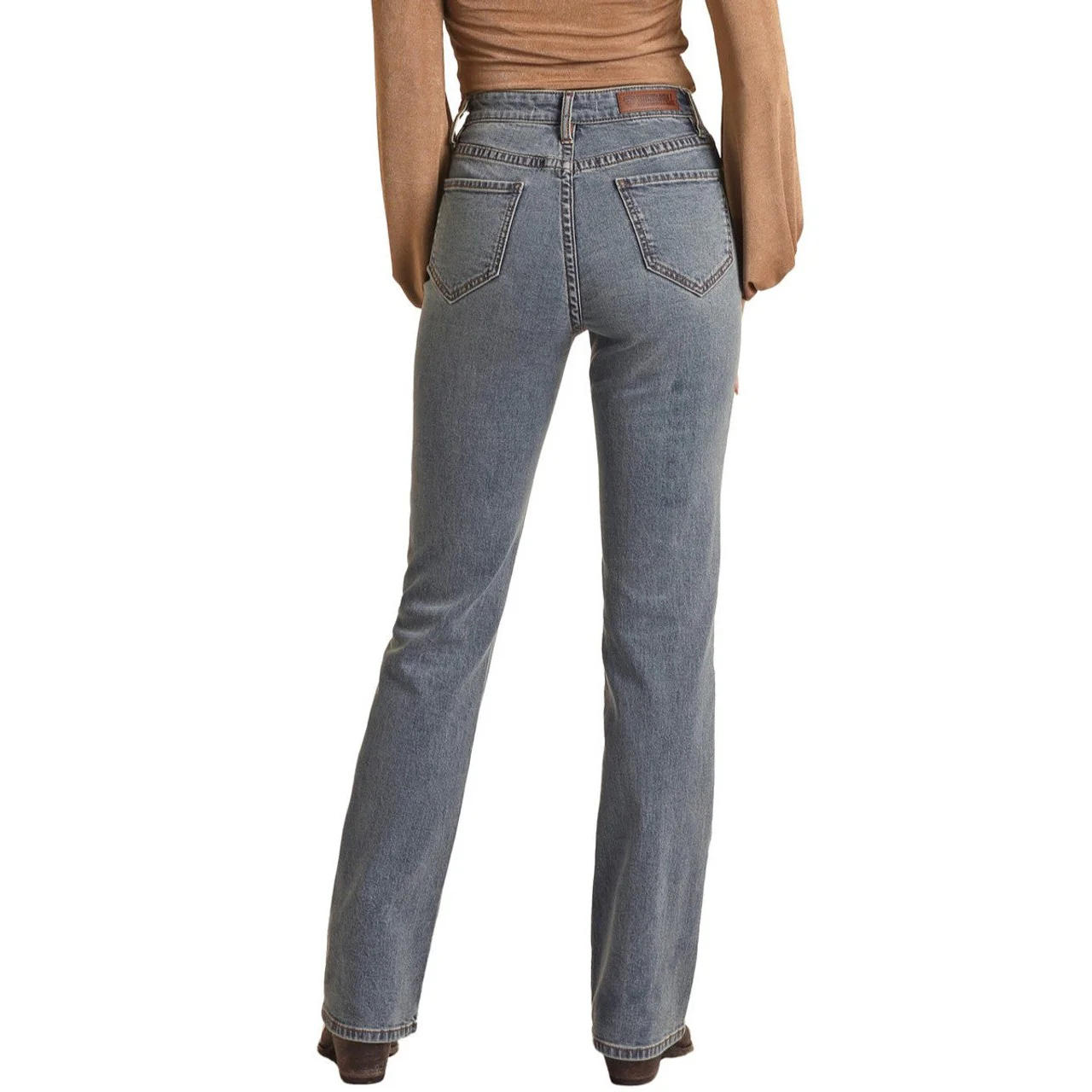 Rock & Roll Women's High Rise Stretch Western Detail Bootcut Jeans - Medium Vintage - Image 3