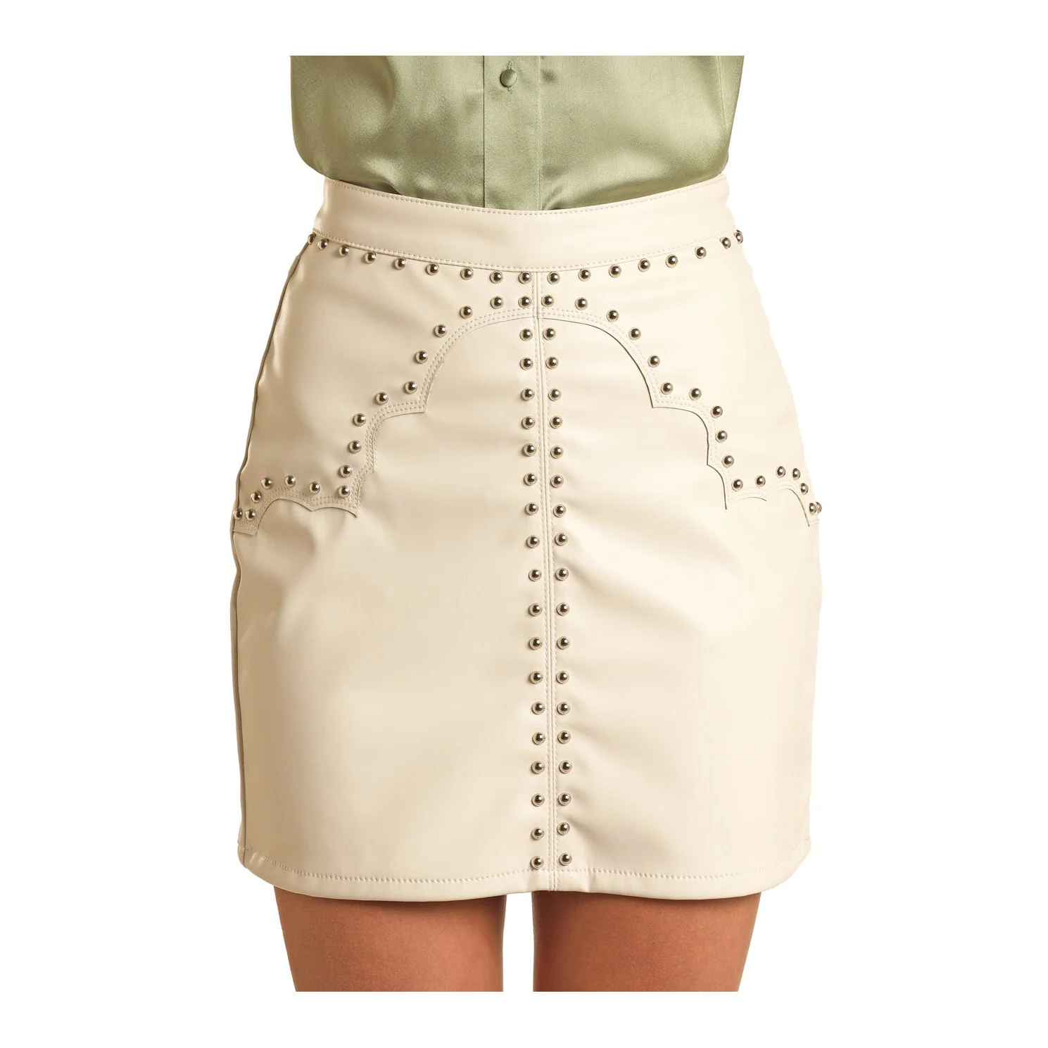 Rock & Roll Women's Western Yoke Leather Skirt - Natural - Image 3