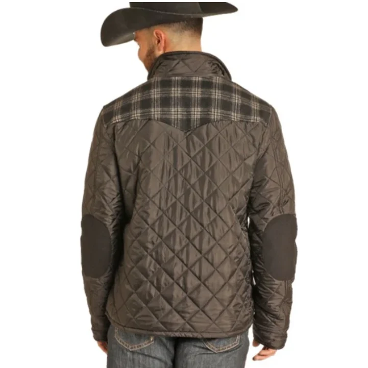 Rock & Roll Wool Puffer Men's Long Sleeve Jacket- Black - Image 2