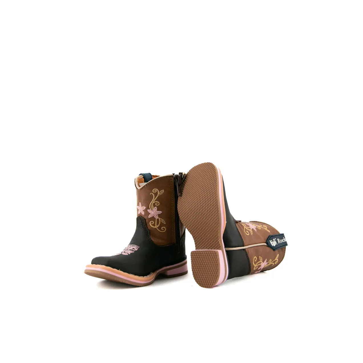 Rock'em Baby Girl Crazy Cafe Honey Flower Boot - Brown/Black - Image 3