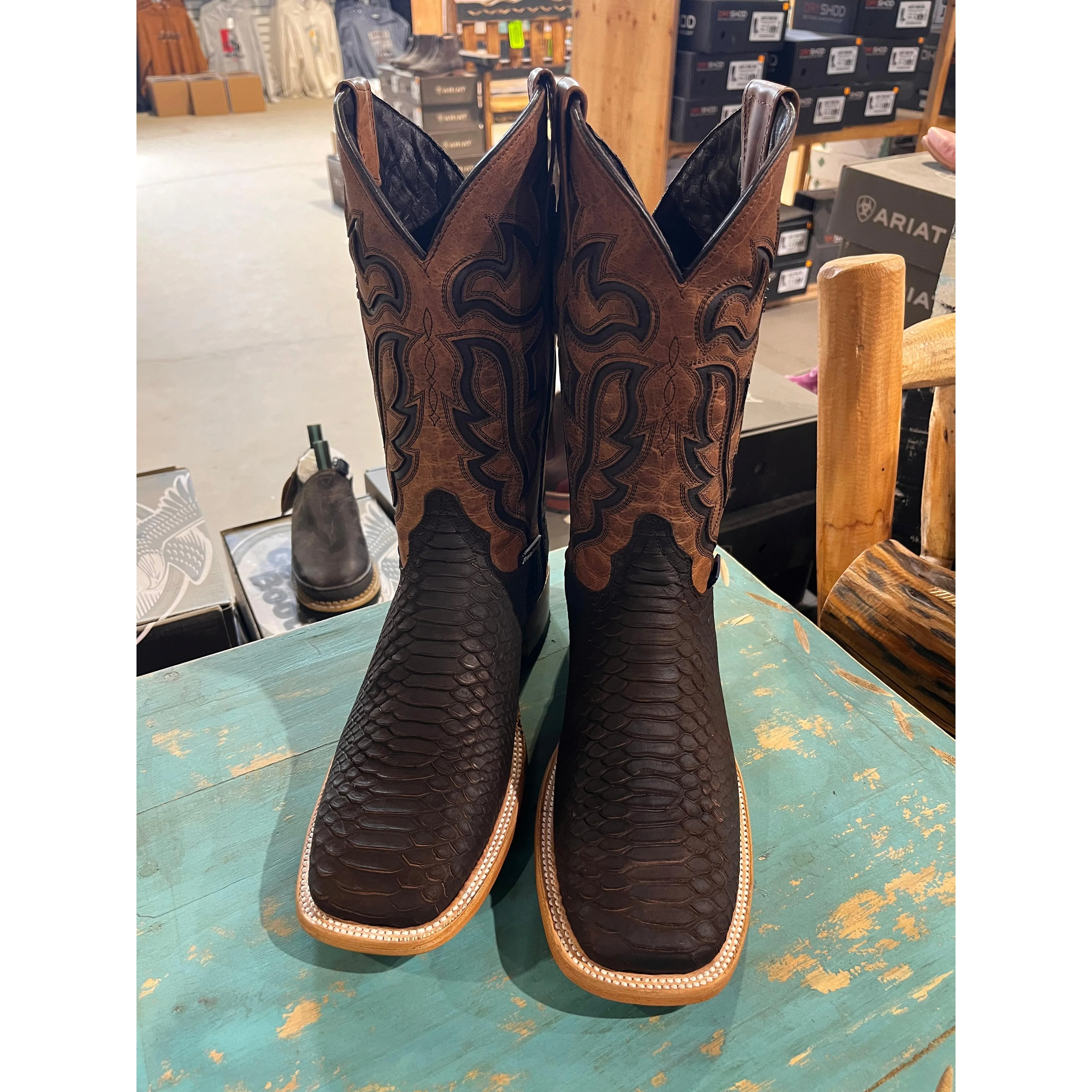 Rock'em Men's Bruce Python Square Toe Cowboy Boot - Matte Brown - Image 3