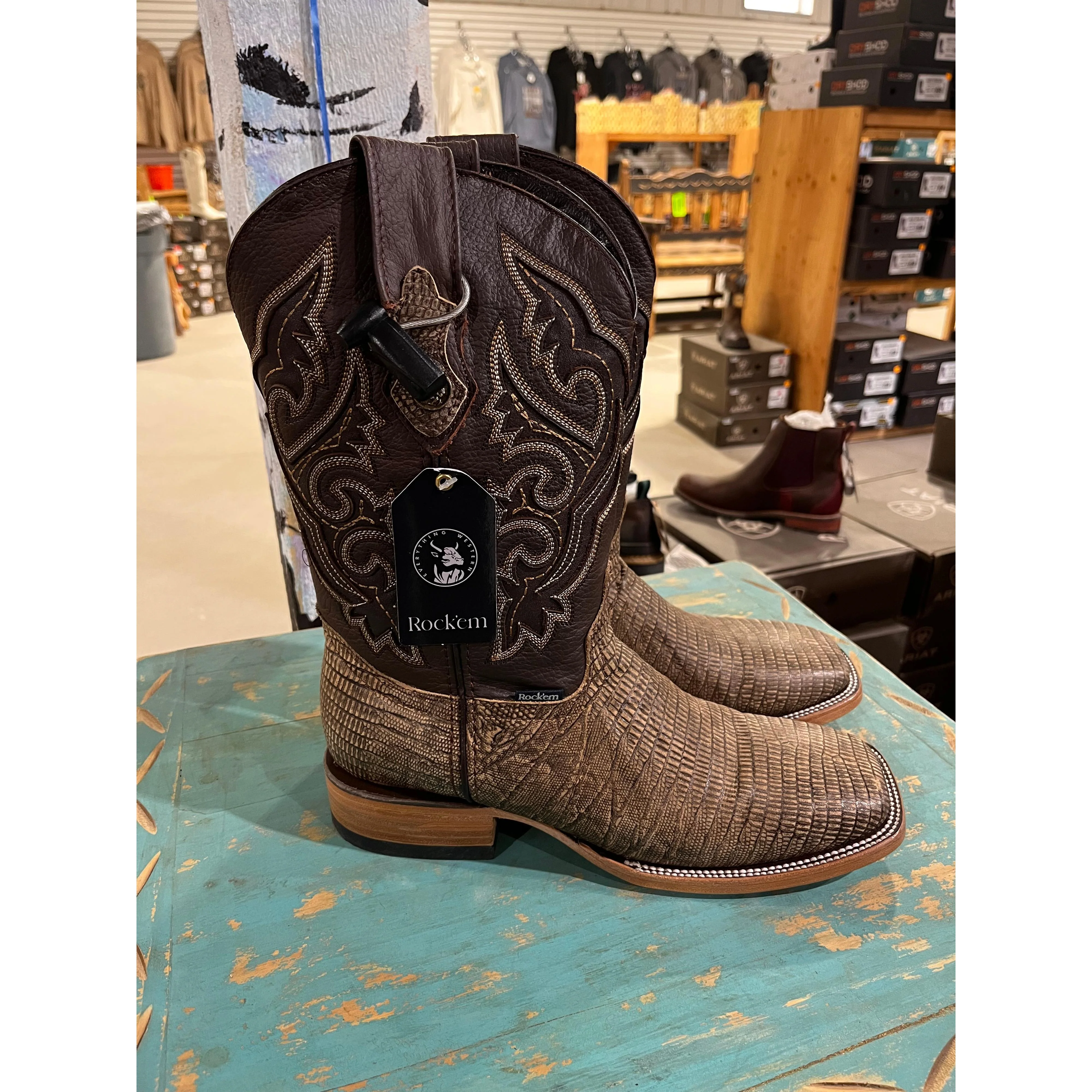 Rock'em Men's Lizard Miel Rust Western Boots - Image 3