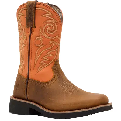 Rocky Big Kids 8" Monocrepe Western Boot - Brown & Orange
