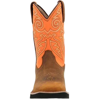 Rocky Big Kids 8" Monocrepe Western Boot - Brown & Orange - Image 2
