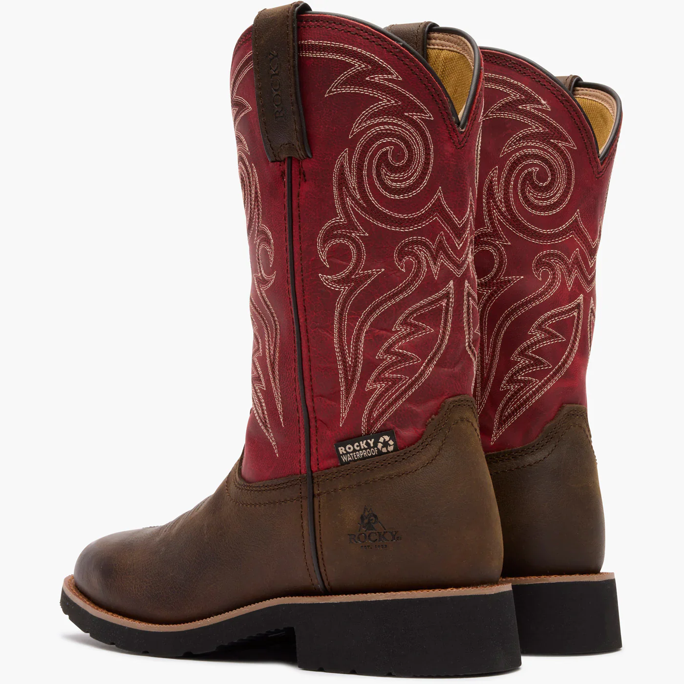 Rocky Women's Brown 11" Monocrepe Waterproof Western Boots - Brown & Magenta - Image 3