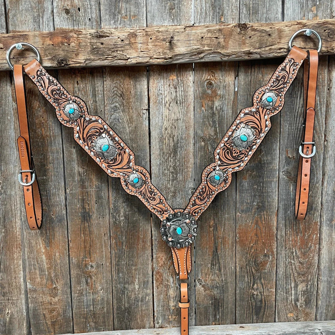 Rodeo Drive Buckstitch with Browband 1 Ear Breastcollar Tack Set Breastcollar ONLY - Silver