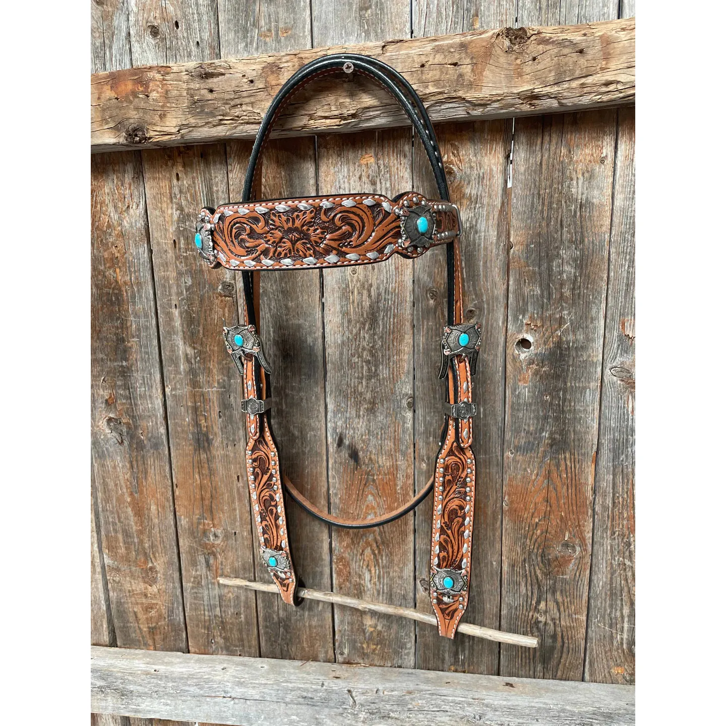 Rodeo Drive Buckstitch with Browband 1 Ear Breastcollar Tack Set Browband ONLY - Silver