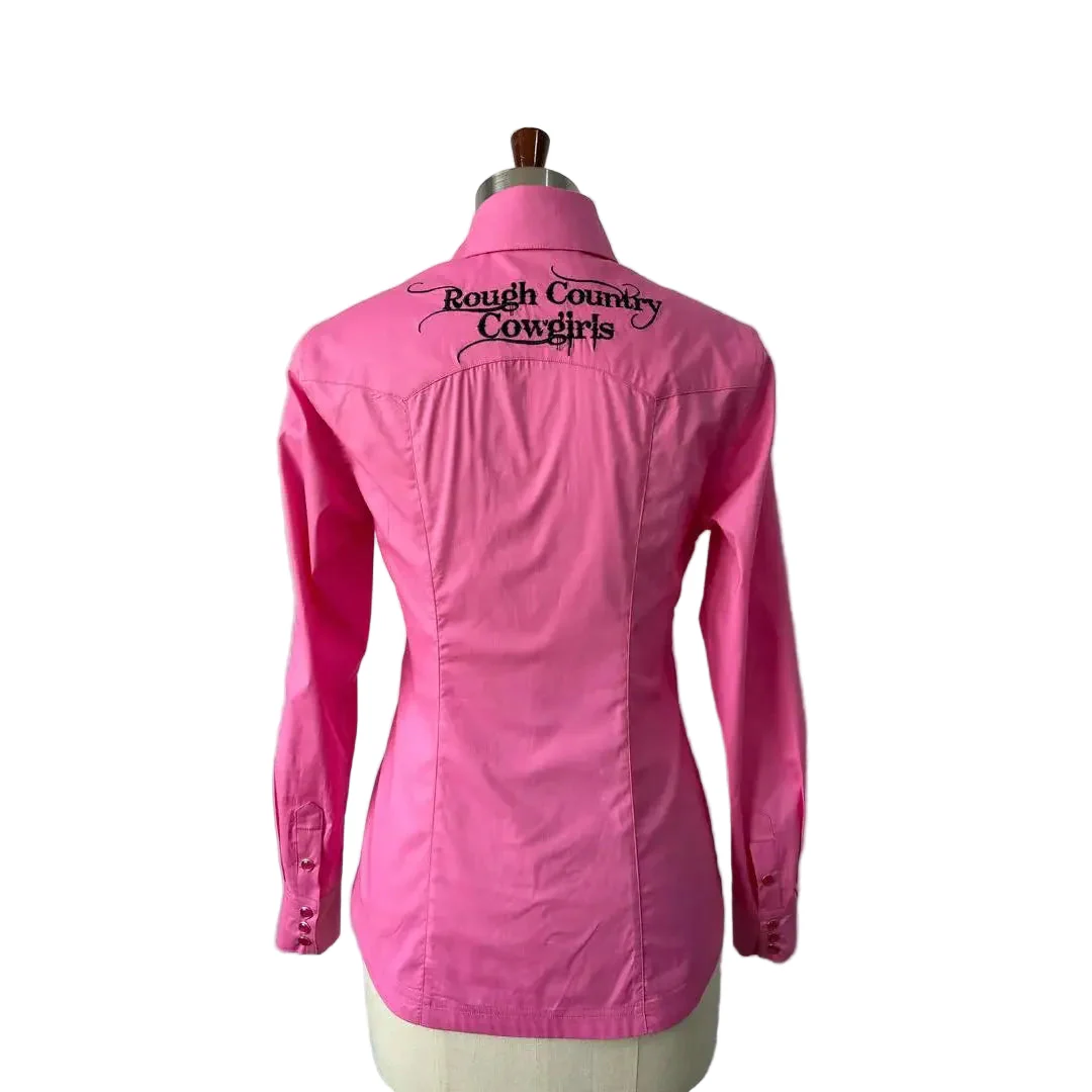 Rough Country Cowboys Ladies  Long Sleeve Snap Western Shirt - Pink - Image 2