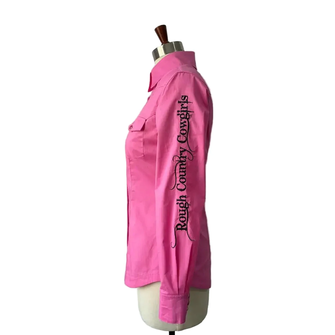 Rough Country Cowboys Ladies  Long Sleeve Snap Western Shirt - Pink - Image 3