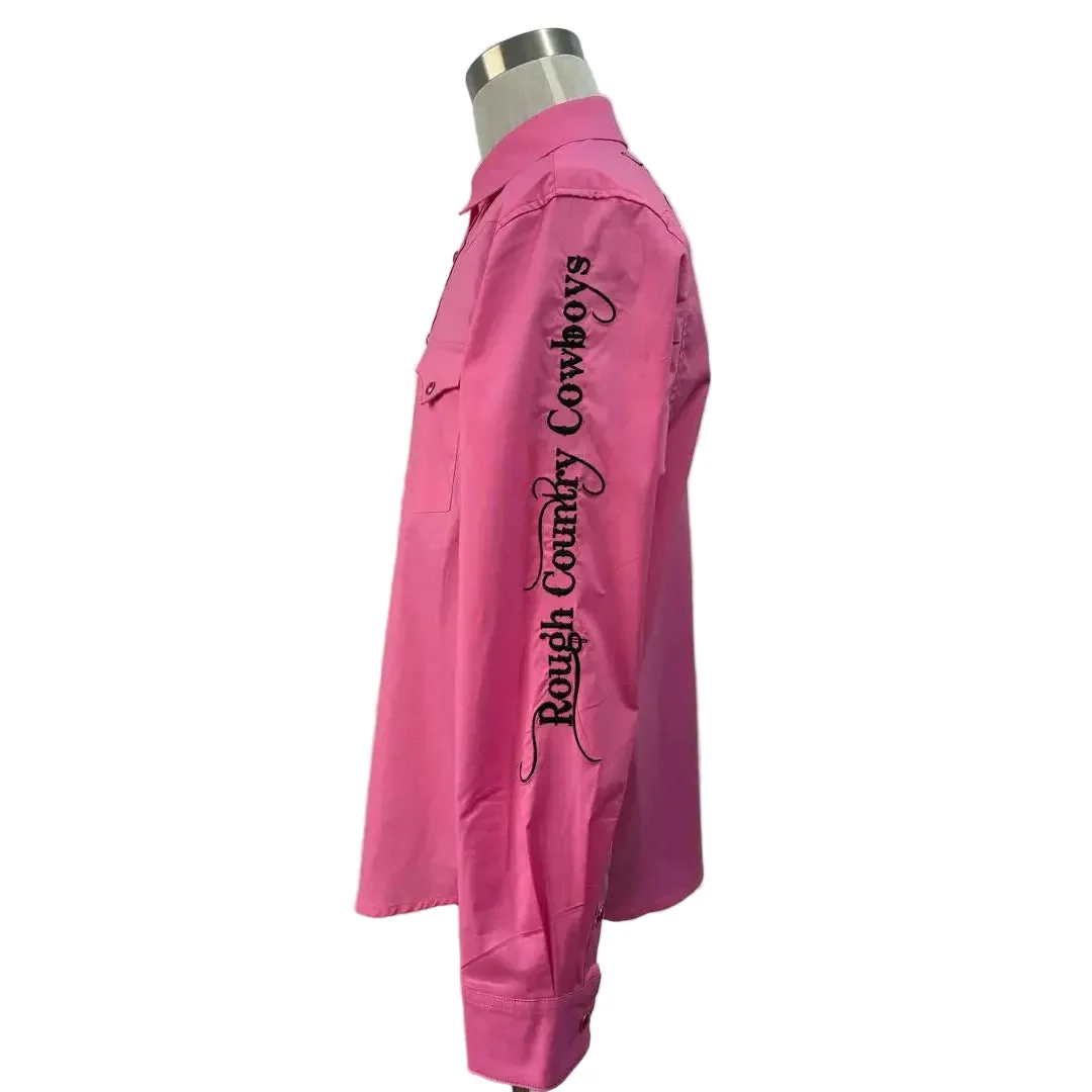 Rough Country Cowboys Men's Long Sleeve Snap Western Shirt - Pink - Image 2