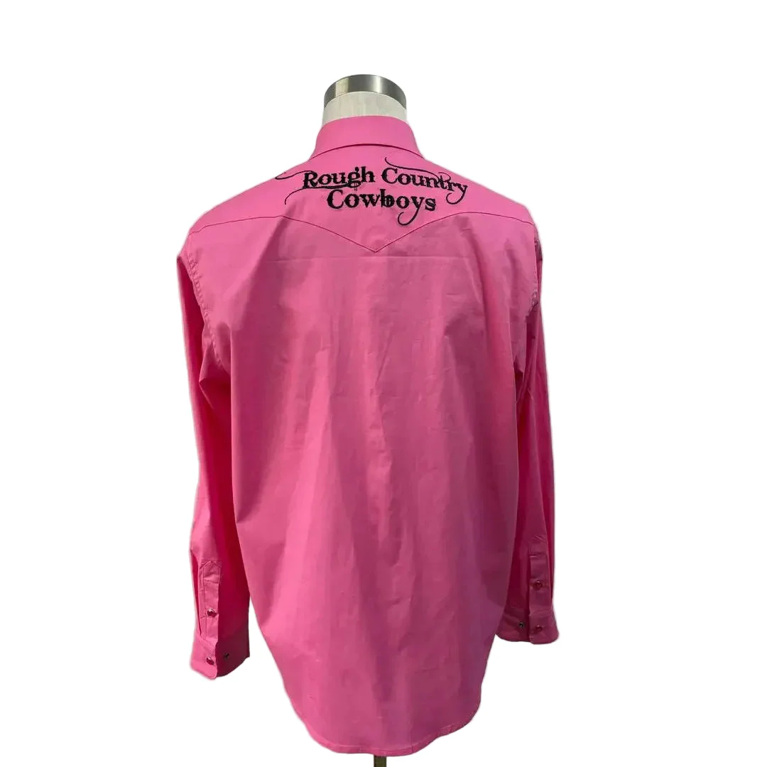 Rough Country Cowboys Men's Long Sleeve Snap Western Shirt - Pink - Image 3