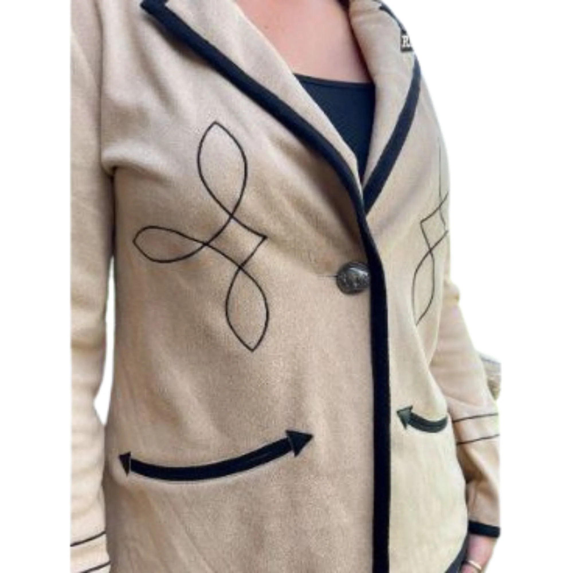 Rowdy Crowd Women's Long Sleeve Bandit Blazer- Cream - Image 4