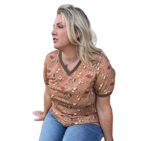 Rowdy Crowd Women's Short Sleeve Cowboy Killer Tee Shirt - Brown - Image 2