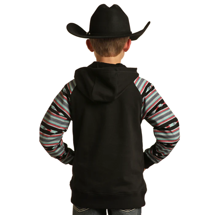 Rock & Roll Boys Sleeve Printed Hoodie - Black - Image 3