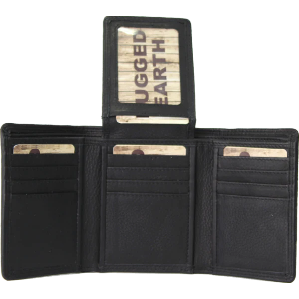 Rugged Earth Men's Fold Over Trifold Wallet - Black - Image 3