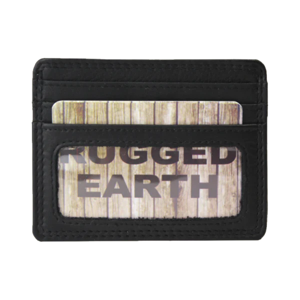 Rugged Earth Men's Leather Credit Card Wallet - Black - Image 2