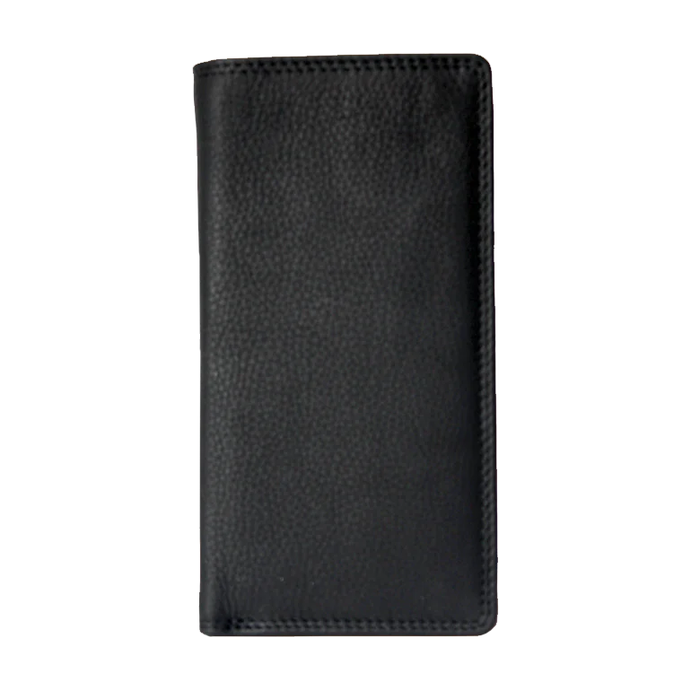 Rugged Earth Leather Tall Wallet - Black