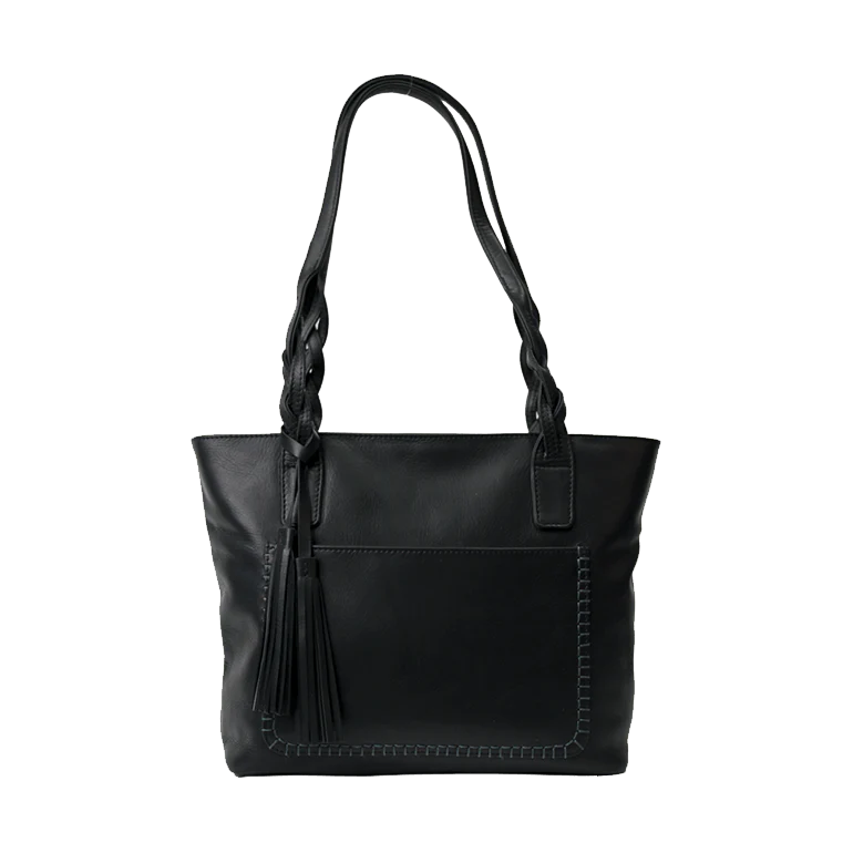 Rugged Earth Women's Leather Tote w/Fringe - Black