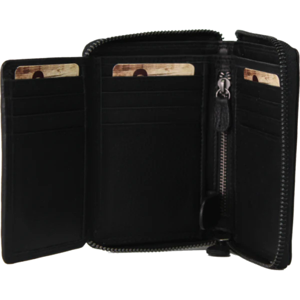 Rugged Earth Women's Leather Zippered Wallet - Black - Image 3